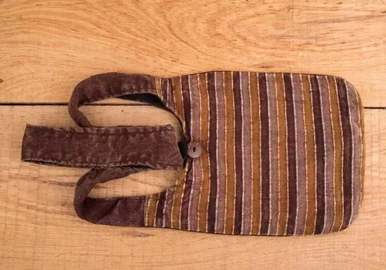 Earthy Striped Cotton Crossbody Bag – Lightweight & Boho Style