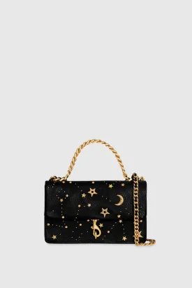Edie Mini Crossbody On A Chain Bag In Black Celestial