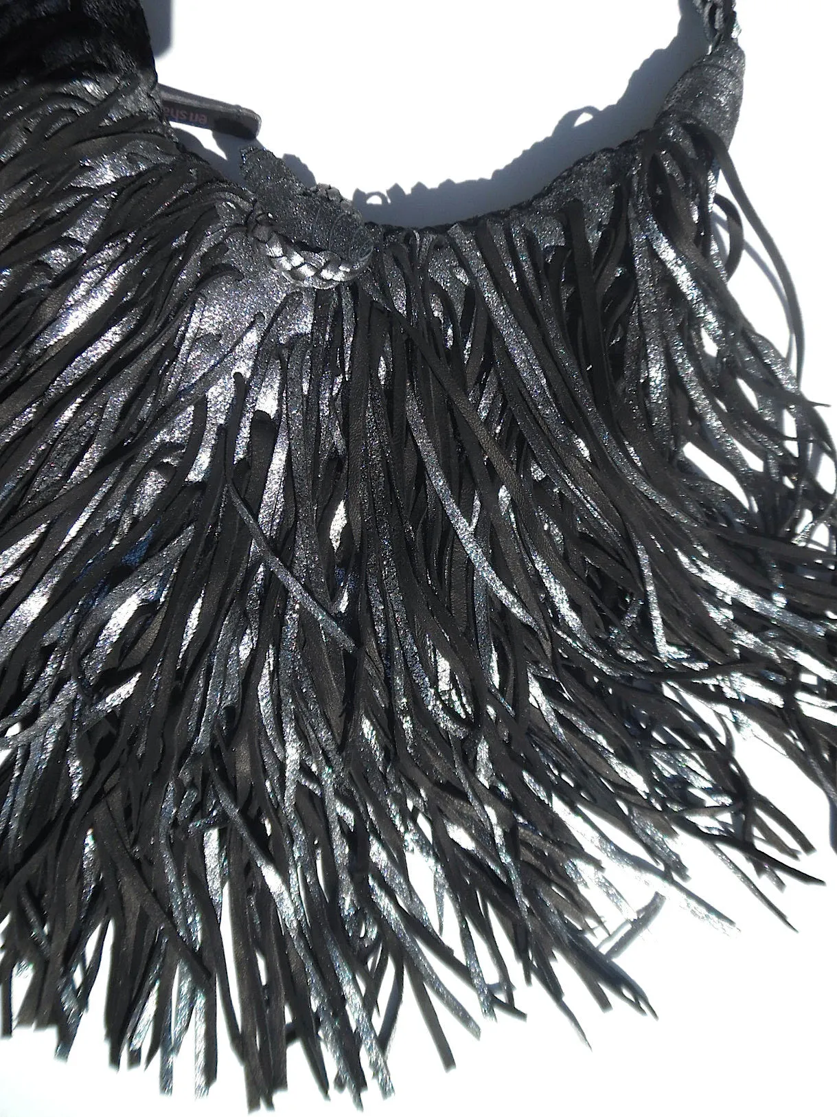 El Fleco Crossbody Fringe Bag Antique Silver