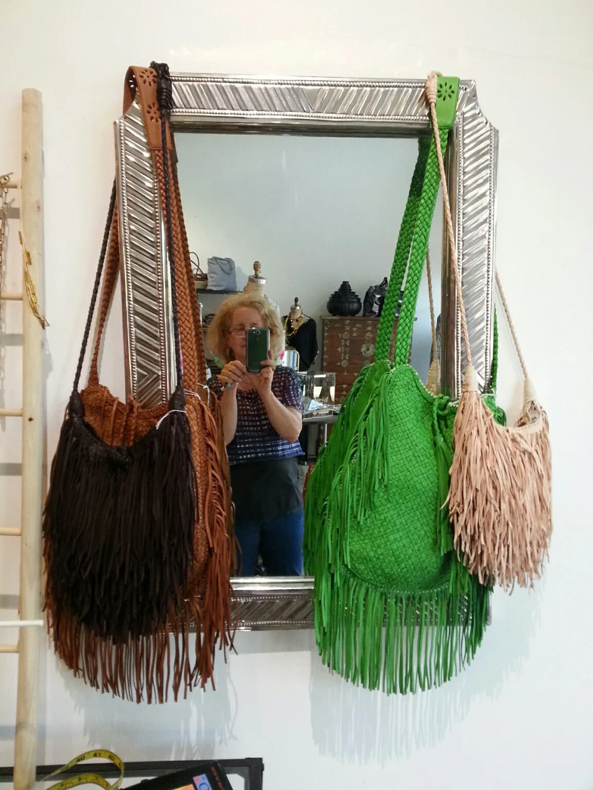 El Fleco Crossbody Fringe Bag Antique Silver