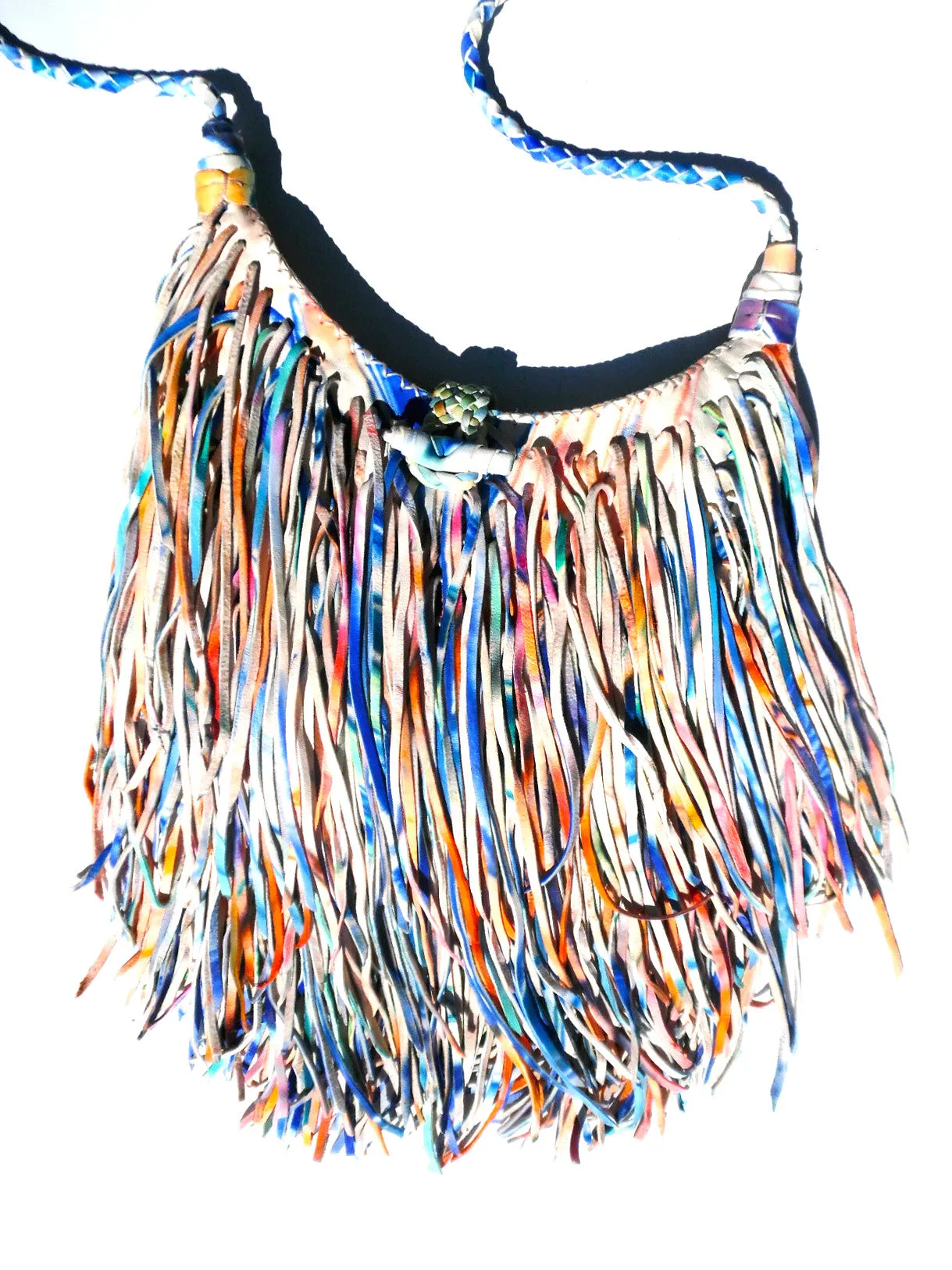 El Fleco Crossbody Fringe Bag Antique Silver