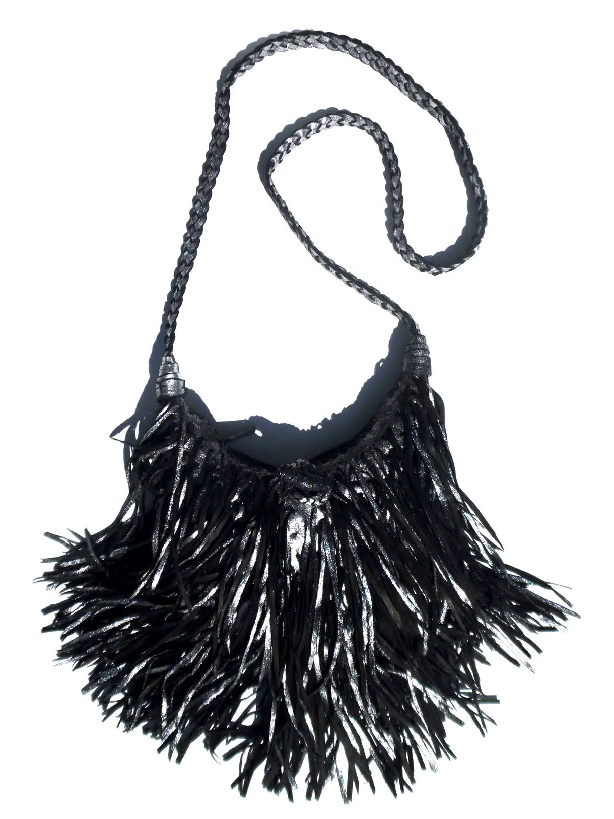 El Fleco Crossbody Fringe Bag Antique Silver