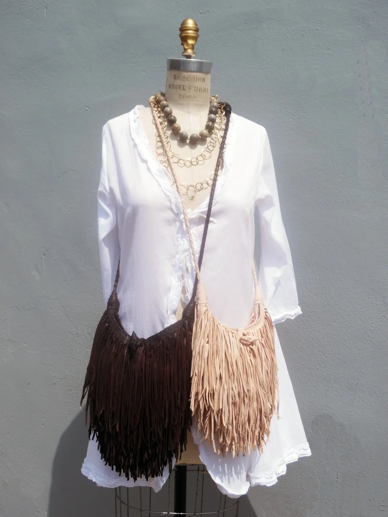El Fleco Crossbody Fringe Bag Antique Silver