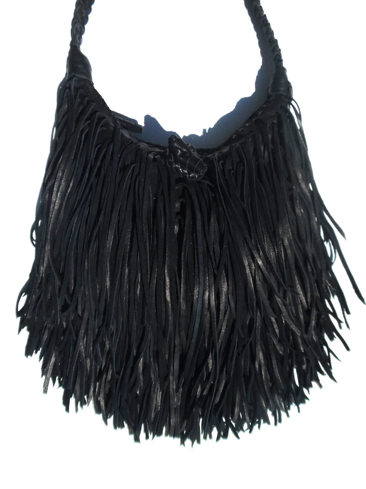 El Fleco Crossbody Fringe Bag Antique Silver