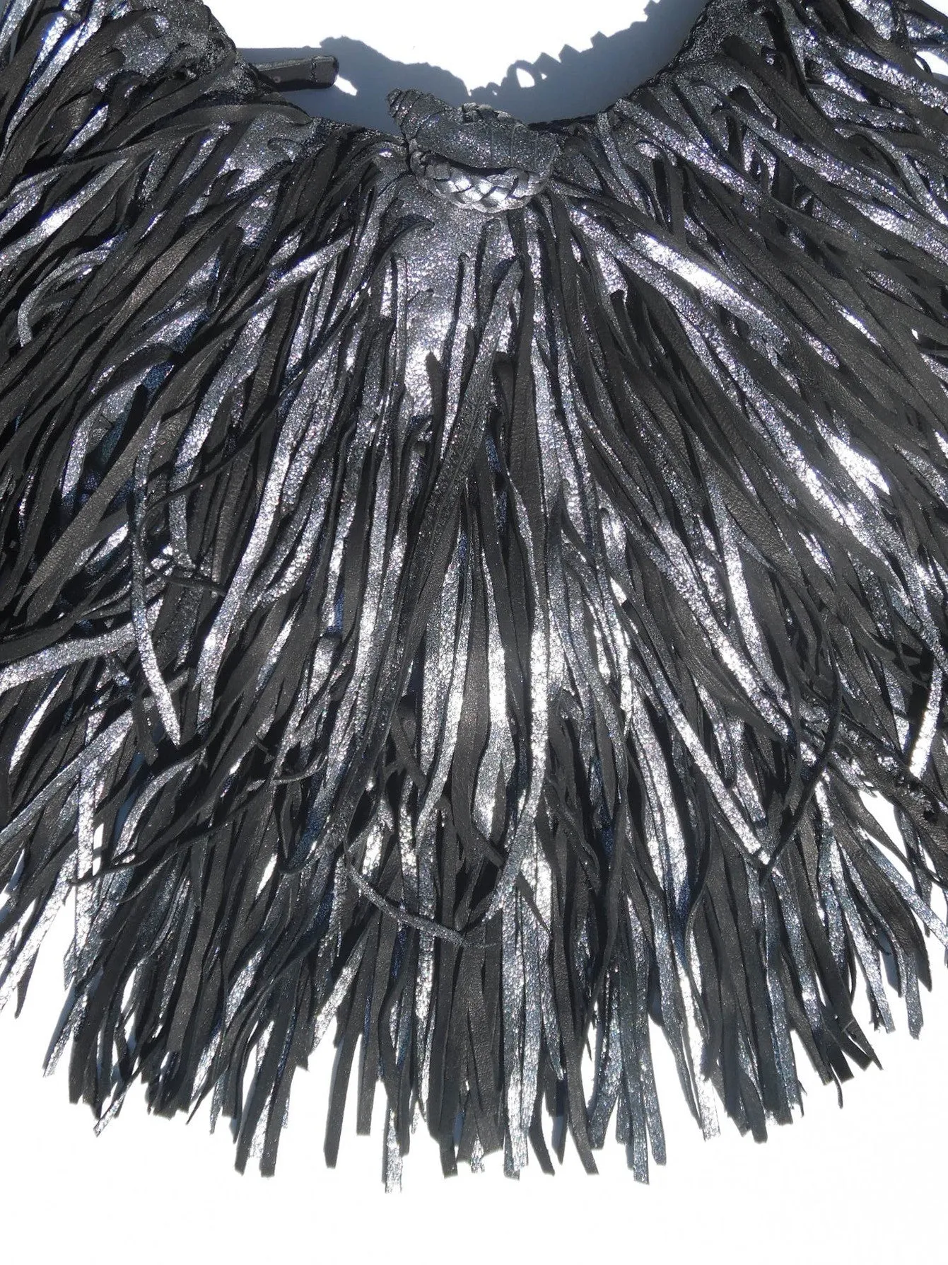 El Fleco Crossbody Fringe Bag Antique Silver