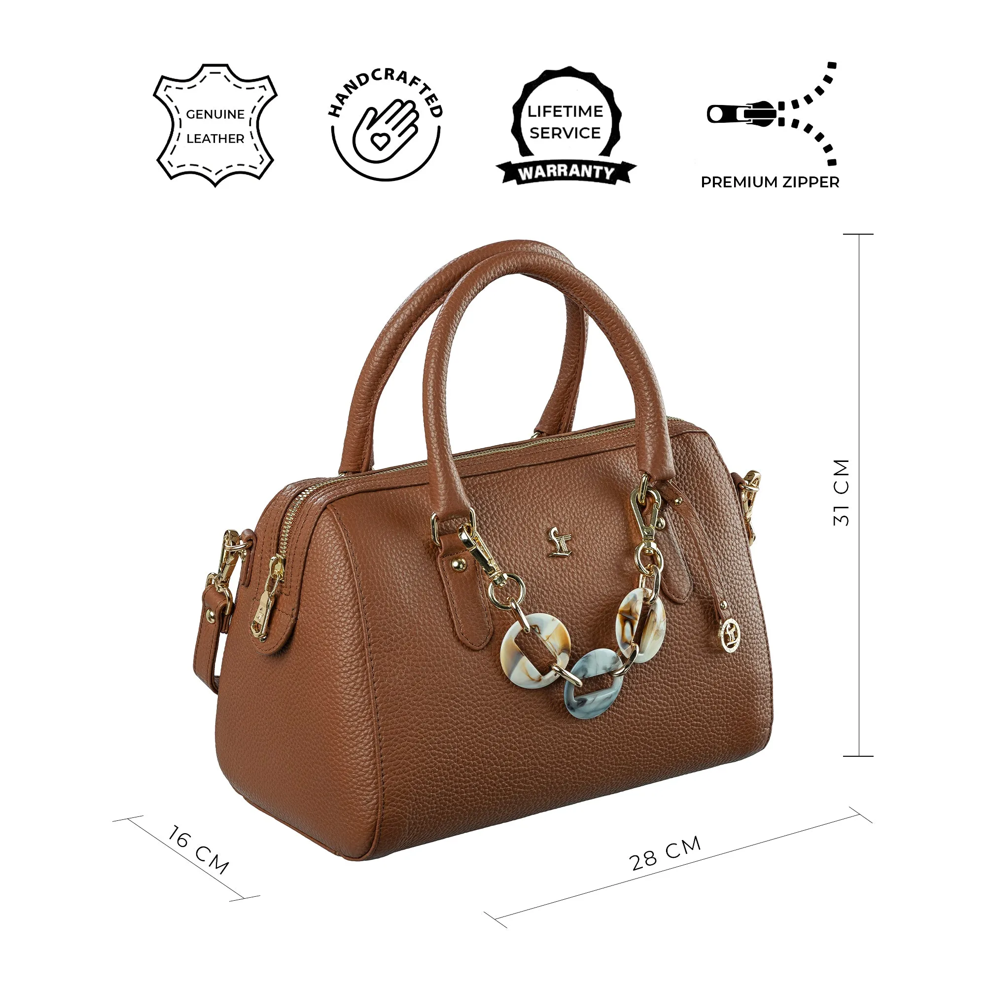 Enna Sling Purse for Women | Leather Handbag For Women | 100% Genuine Leather | Color: Lemon Green, Brown, Black, Blue