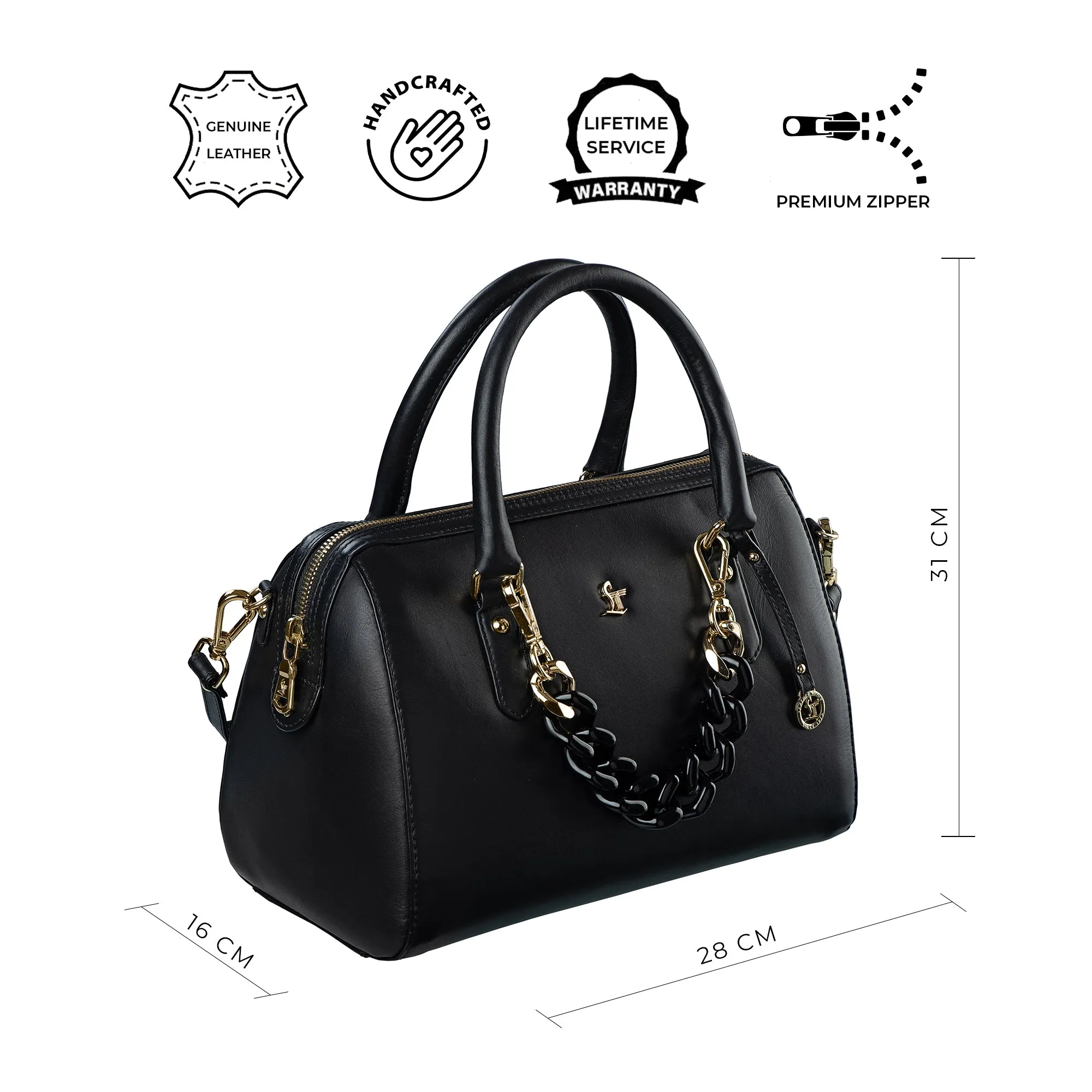 Enna Sling Purse for Women | Leather Handbag For Women | 100% Genuine Leather | Color: Lemon Green, Brown, Black, Blue
