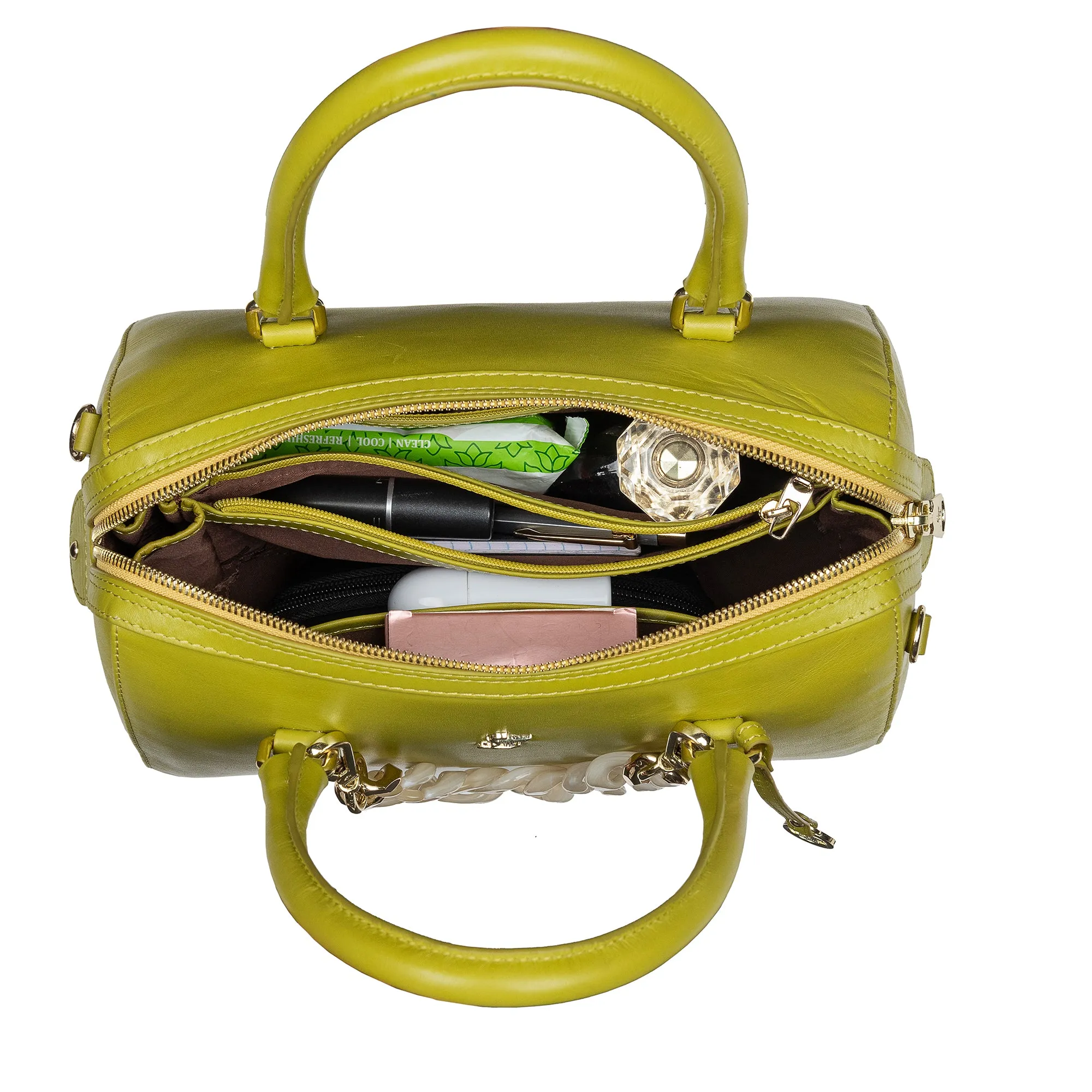Enna Sling Purse for Women | Leather Handbag For Women | 100% Genuine Leather | Color: Lemon Green, Brown, Black, Blue