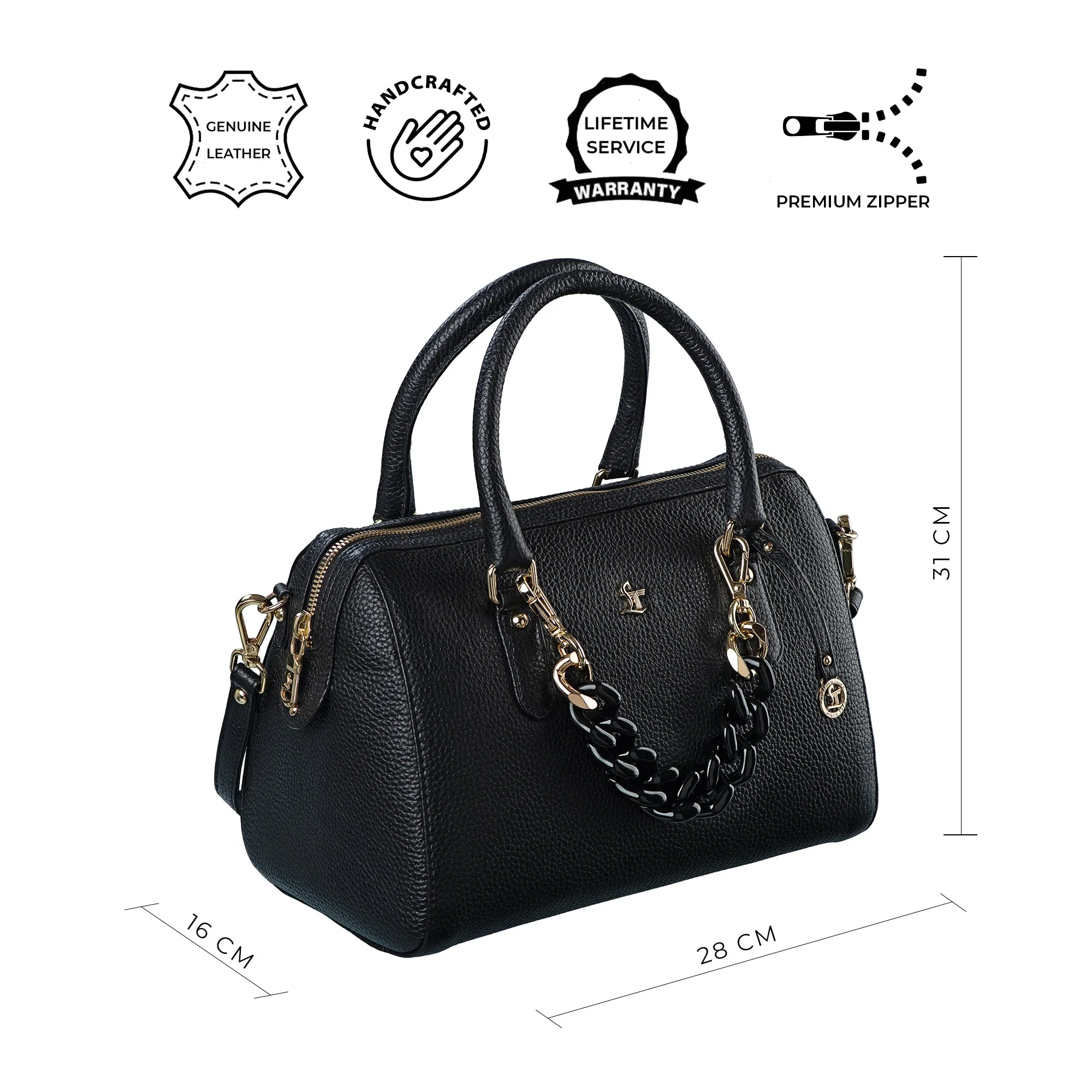 Enna Sling Purse for Women | Leather Handbag For Women | 100% Genuine Leather | Color: Lemon Green, Brown, Black, Blue