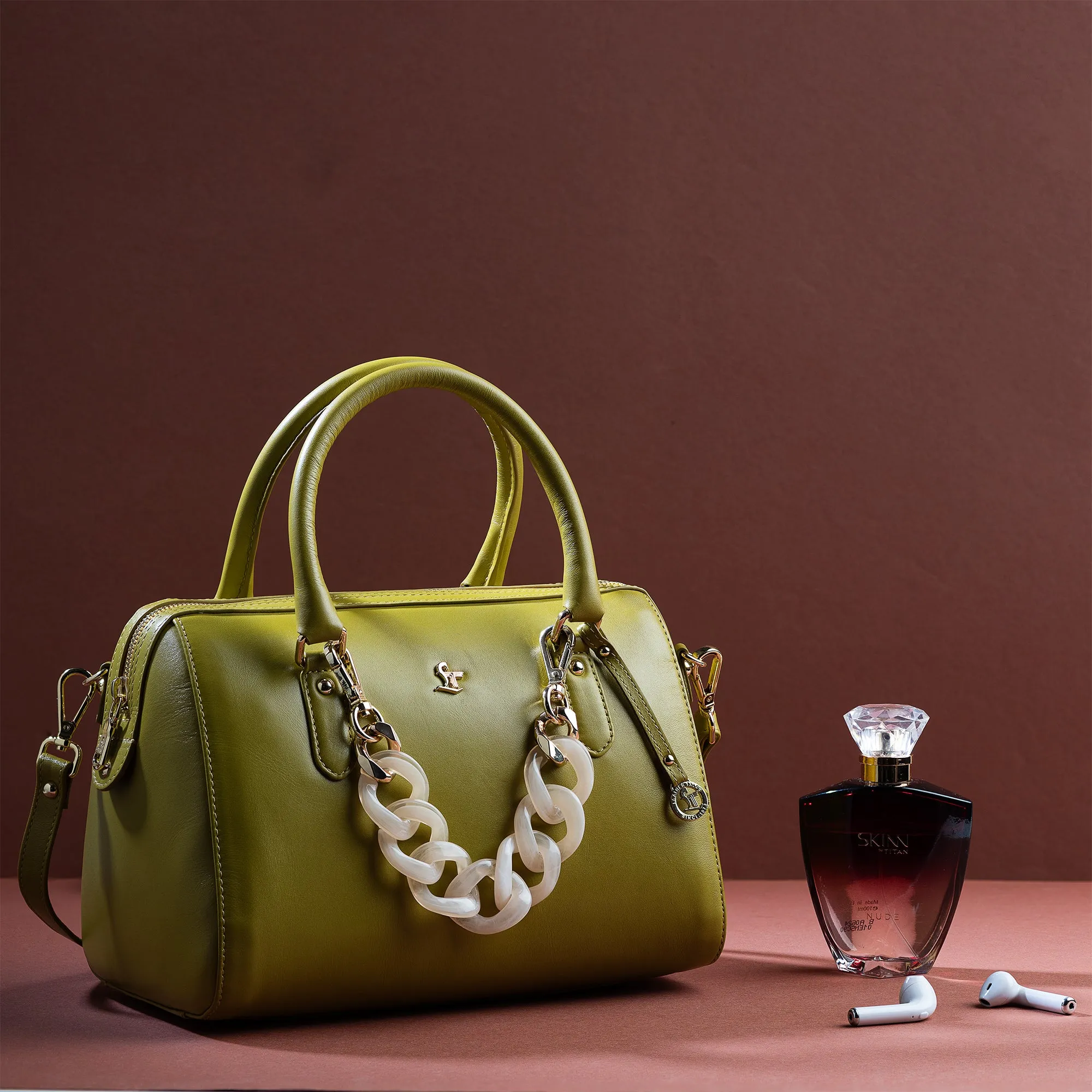 Enna Sling Purse for Women | Leather Handbag For Women | 100% Genuine Leather | Color: Lemon Green, Brown, Black, Blue