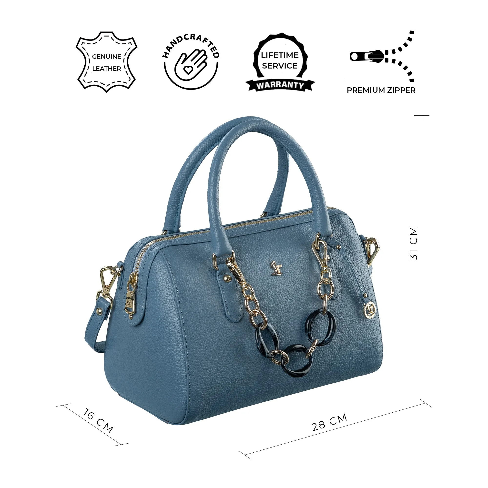 Enna Sling Purse for Women | Leather Handbag For Women | 100% Genuine Leather | Color: Lemon Green, Brown, Black, Blue