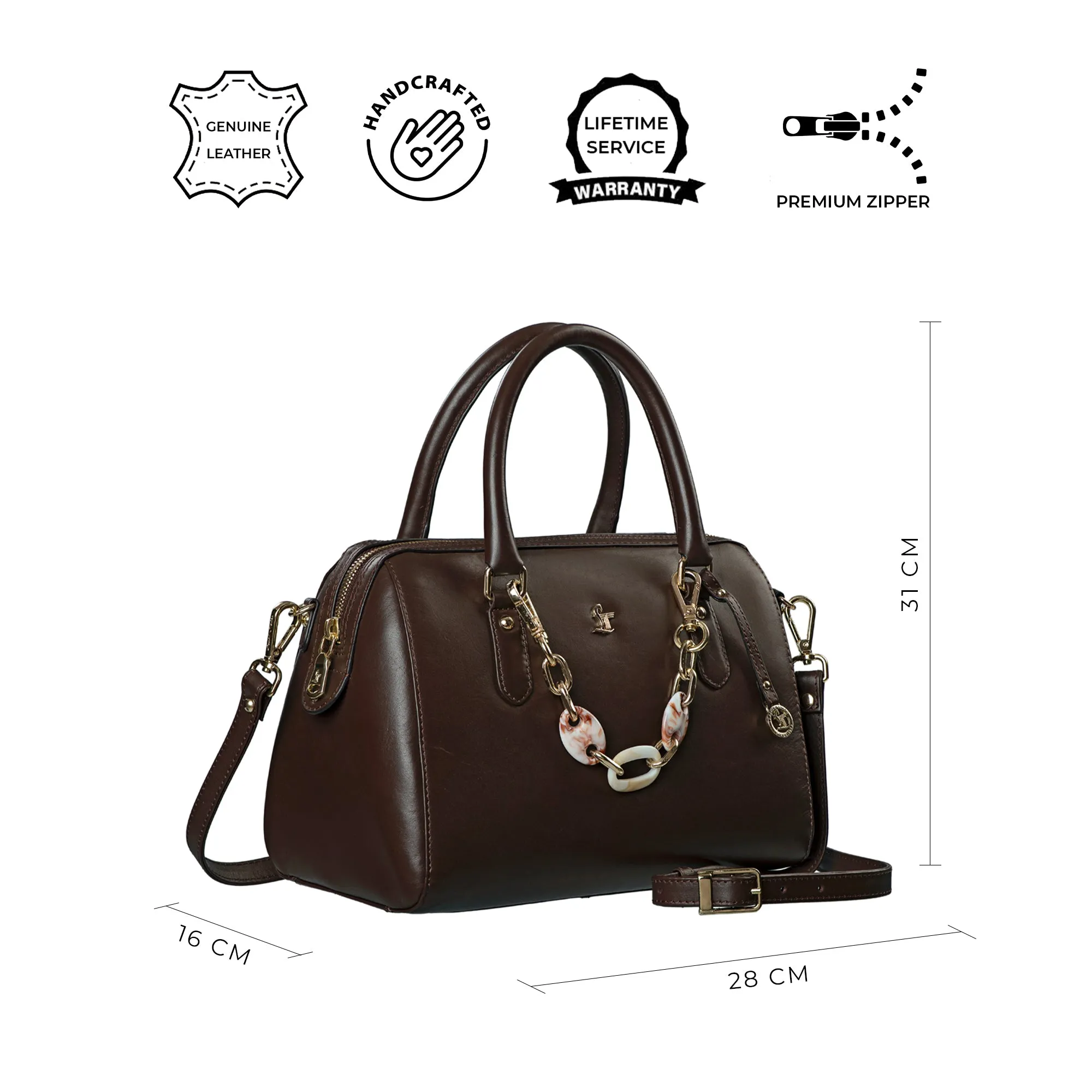 Enna Sling Purse for Women | Leather Handbag For Women | 100% Genuine Leather | Color: Lemon Green, Brown, Black, Blue