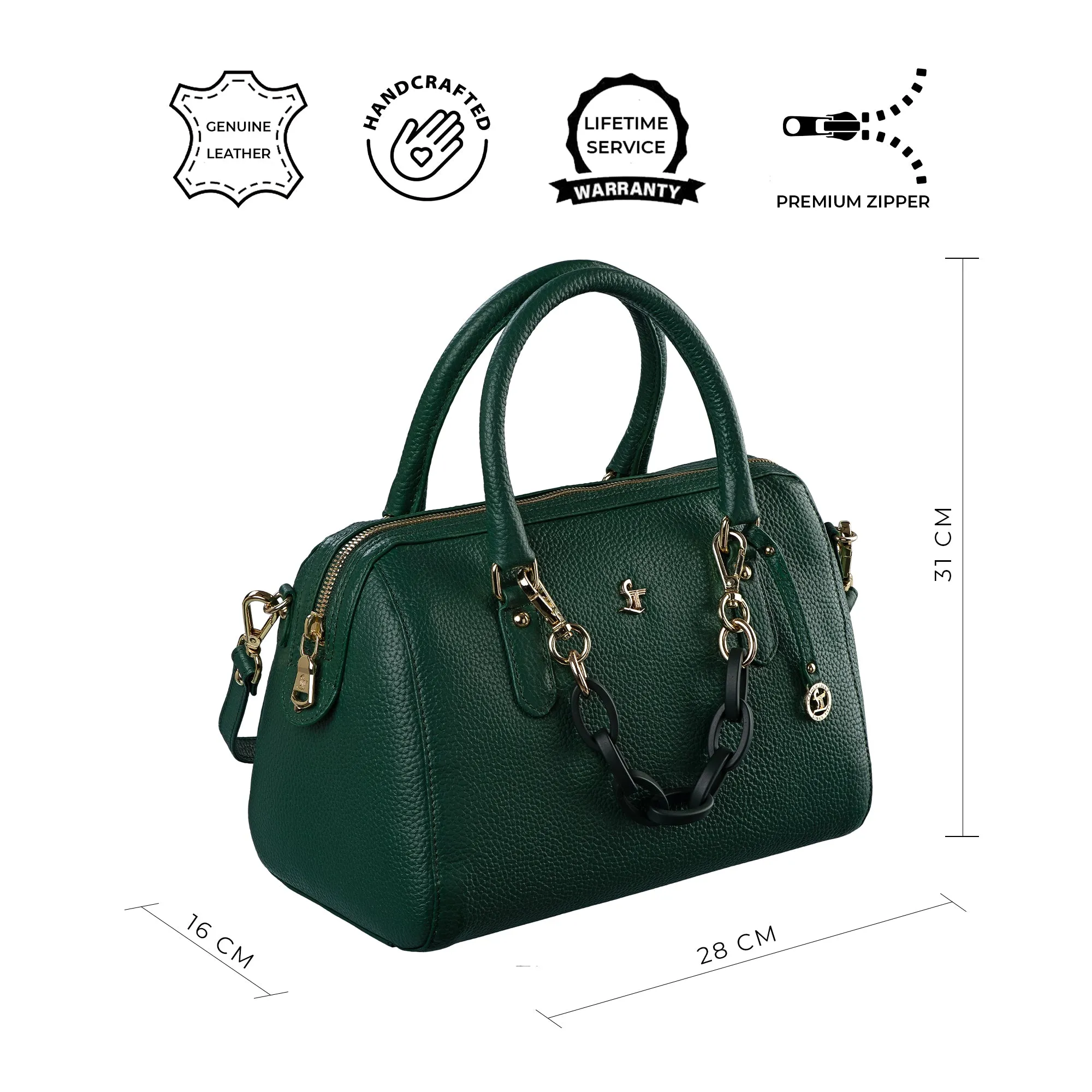 Enna Sling Purse for Women | Leather Handbag For Women | 100% Genuine Leather | Color: Lemon Green, Brown, Black, Blue