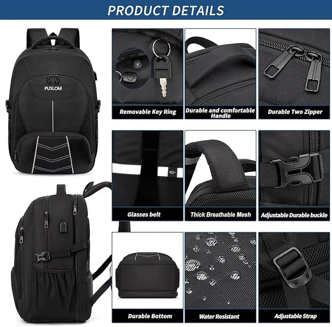 Extra Large Backpack 55L,18.4 Inch Travel Laptop Work Bag with USB Charging Port Big Business Flight Approved Rucksack 18.4 Inches