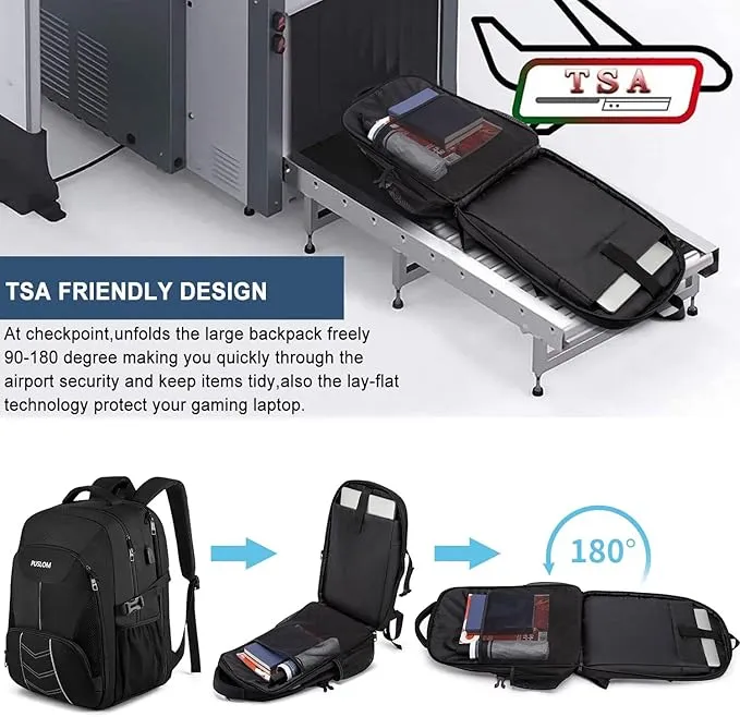 Extra Large Backpack 55L,18.4 Inch Travel Laptop Work Bag with USB Charging Port Big Business Flight Approved Rucksack 18.4 Inches