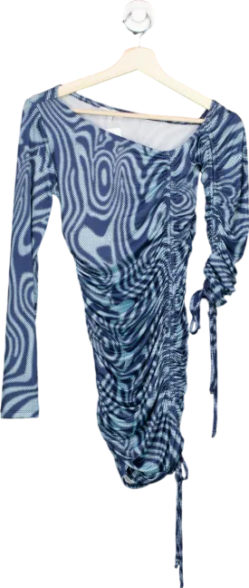 Fashion Nova Blue Ruched Bodycon Dress Size S