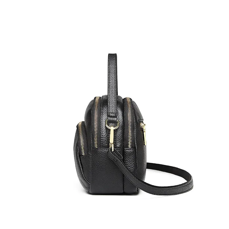Genuine leather women's bag new trendy cowhide multi-layer fashion versatile soft leather crossbody bag handbag