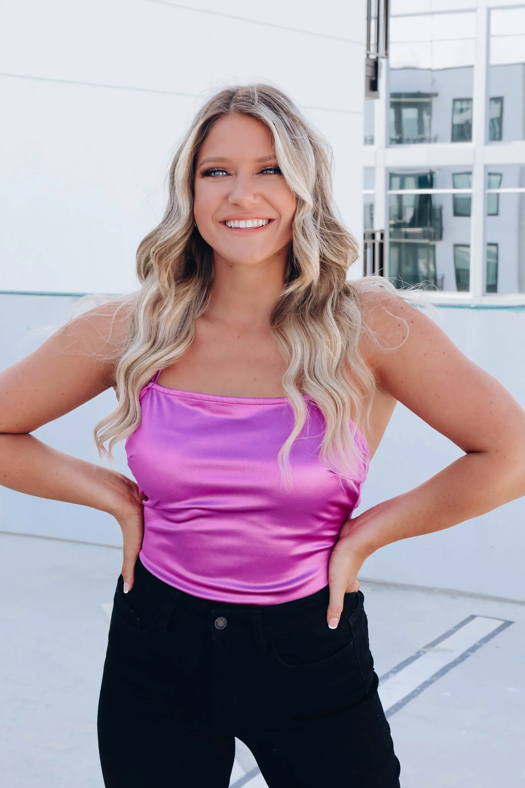 Glamorous Chain Satin Bodysuit - Purple