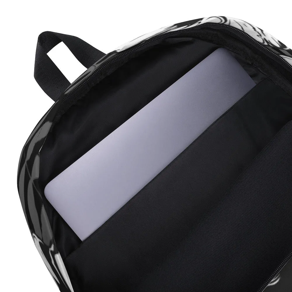 Hisbiscus Flower Black White Backpack