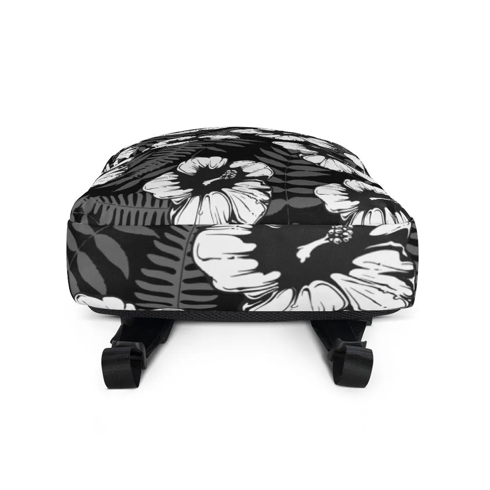 Hisbiscus Flower Black White Backpack