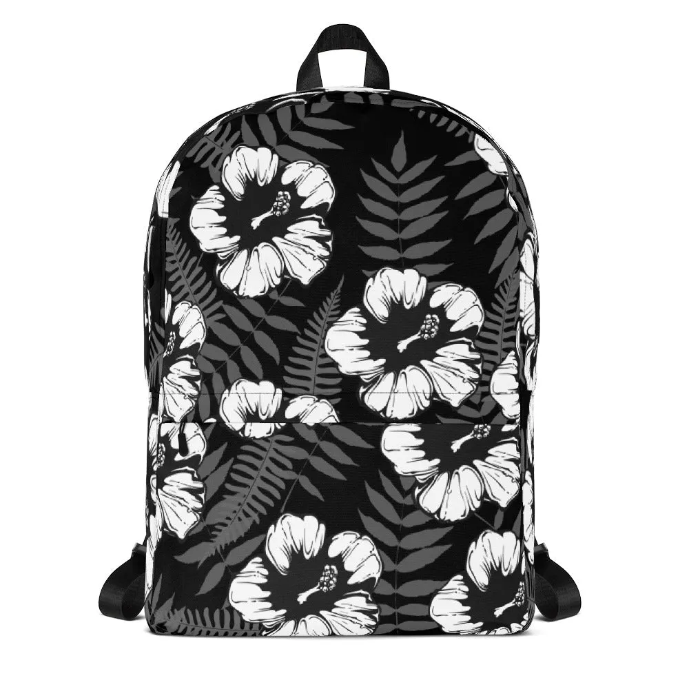 Hisbiscus Flower Black White Backpack