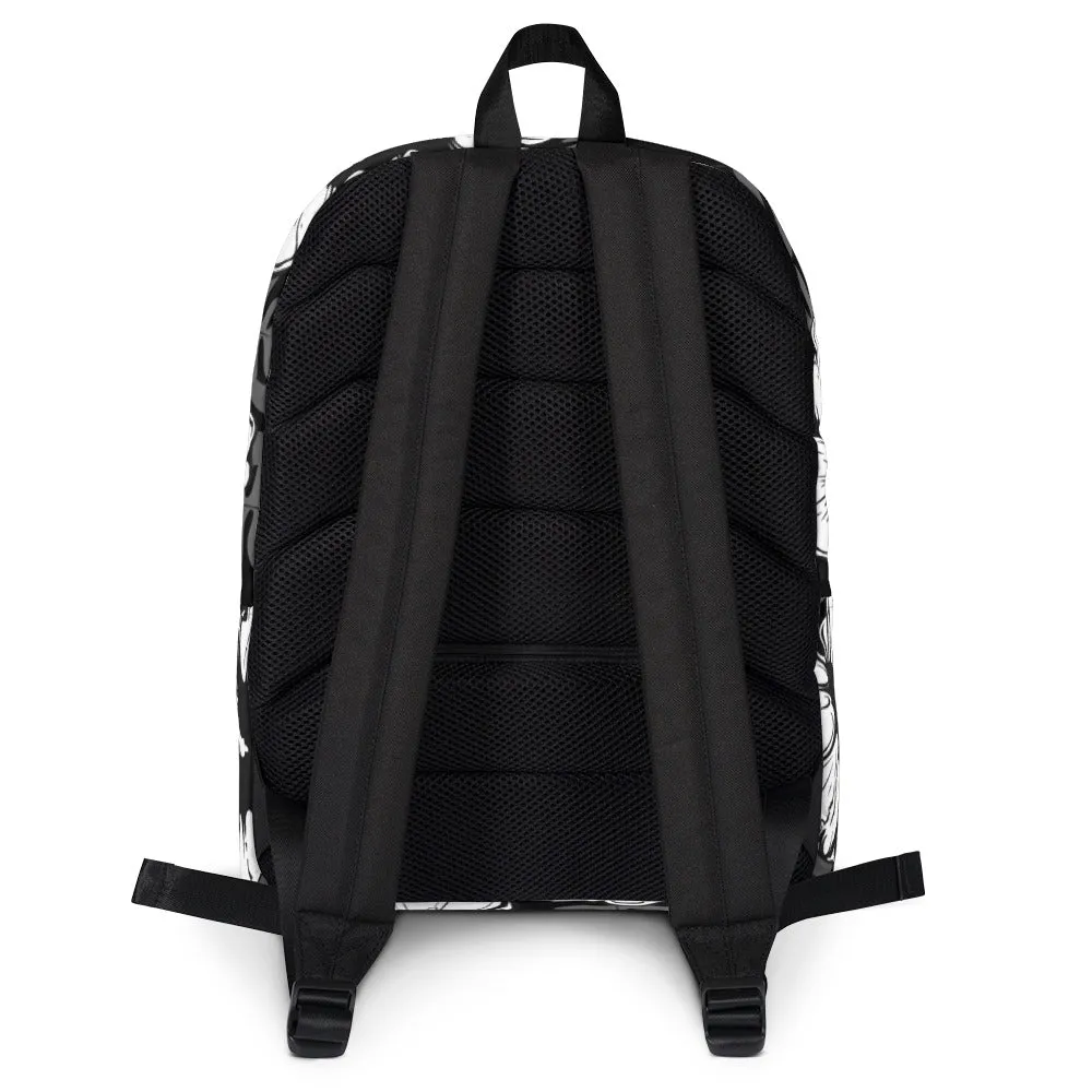 Hisbiscus Flower Black White Backpack