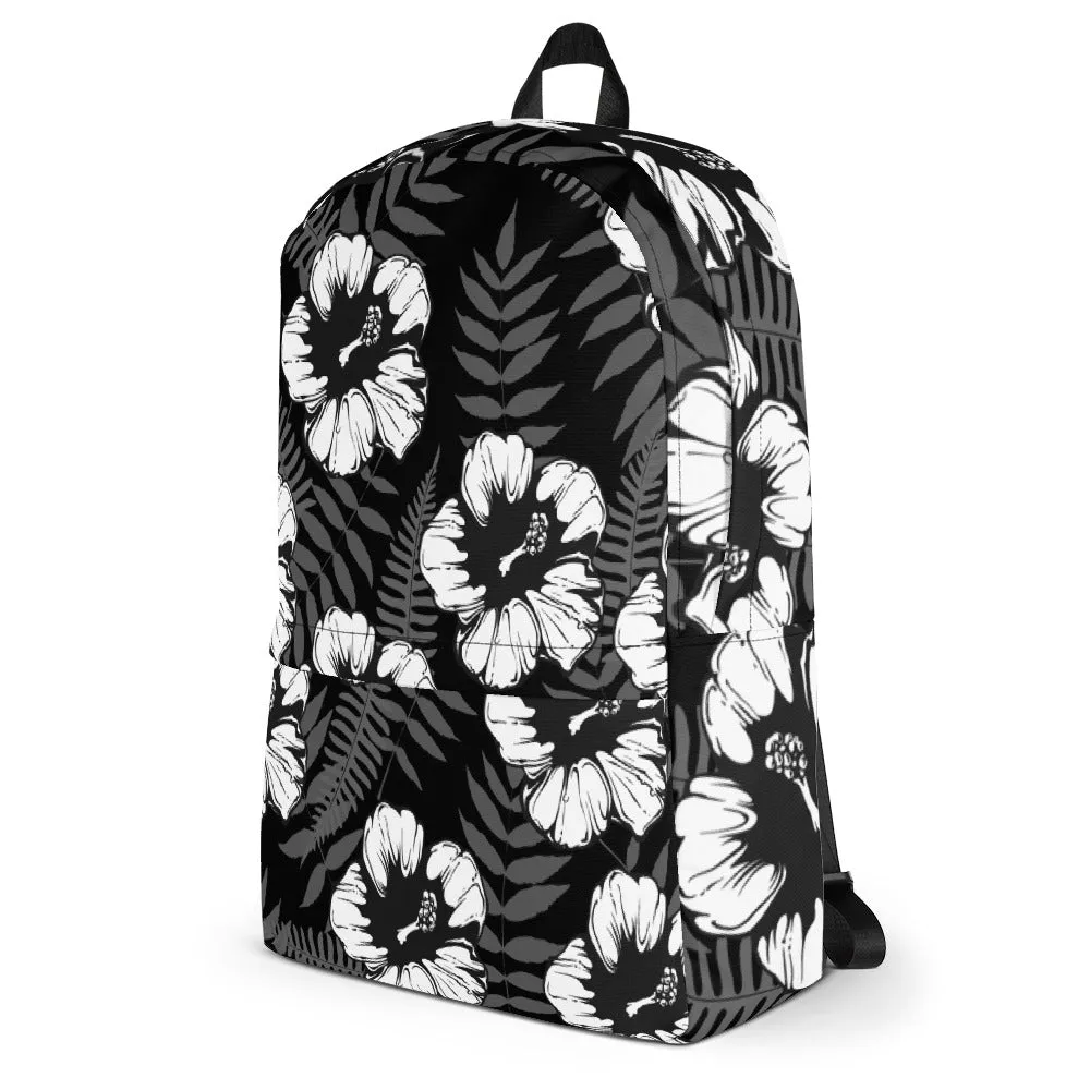 Hisbiscus Flower Black White Backpack