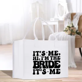 It's Me, Hi I'm The Bride It's Me Cotton Canvas Tote Bag Weekender Tote Gift for Her Outdoor Tote Vacation Bag Chic Beach Honeymoon Tote Bag