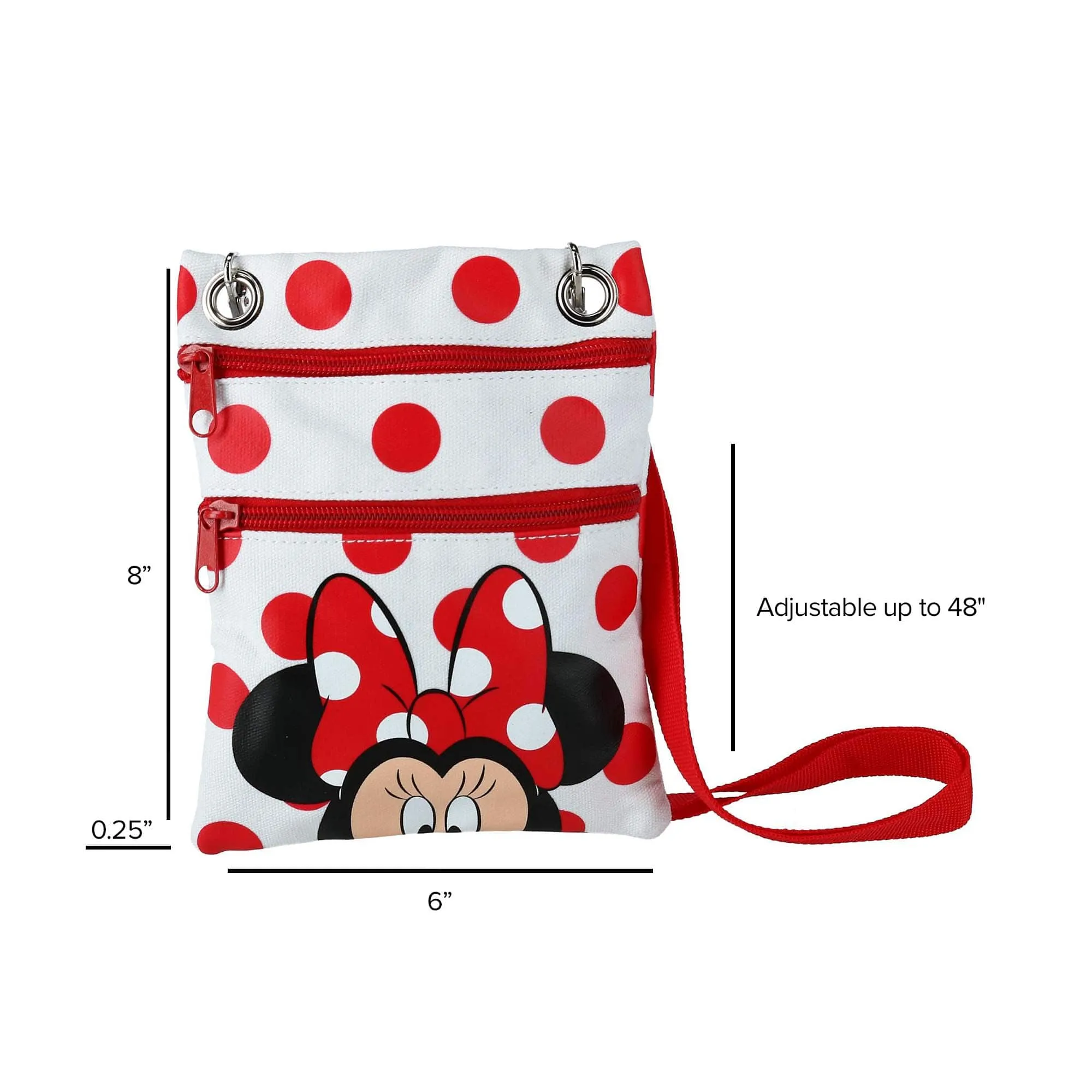 Jerry Leigh Disney Minnie Mouse Polka Dot Passport Crossbody Bag