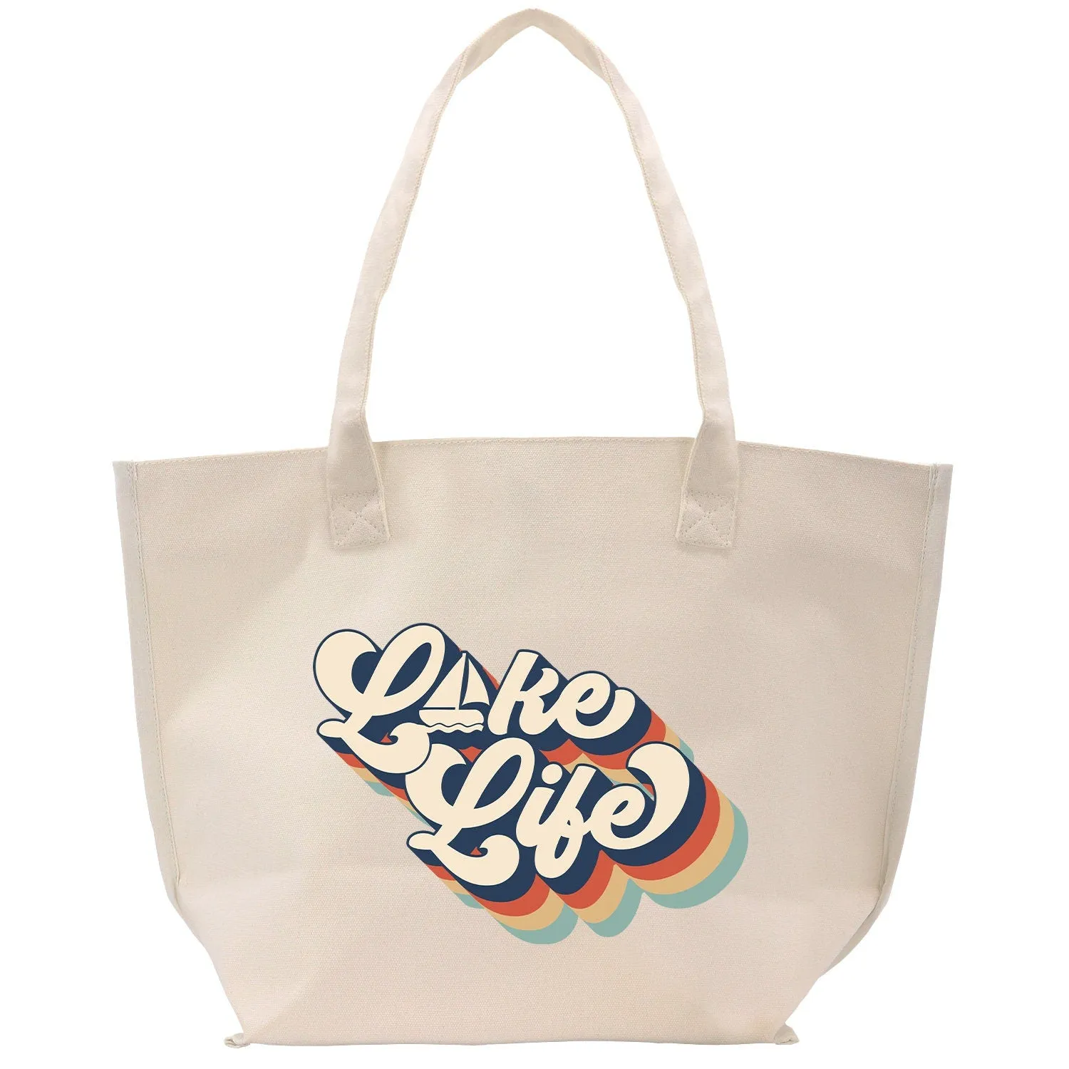 Lake Life Cotton Canvas Hand Bag Large Chic Hand Bag Gift for Her Girls Weekender Bag Weekend Tote Boat Bag Lake Life Gift (LLT1004)