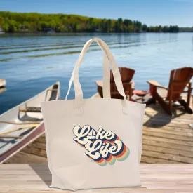 Lake Life Cotton Canvas Hand Bag Large Chic Hand Bag Gift for Her Girls Weekender Bag Weekend Tote Boat Bag Lake Life Gift (LLT1004)