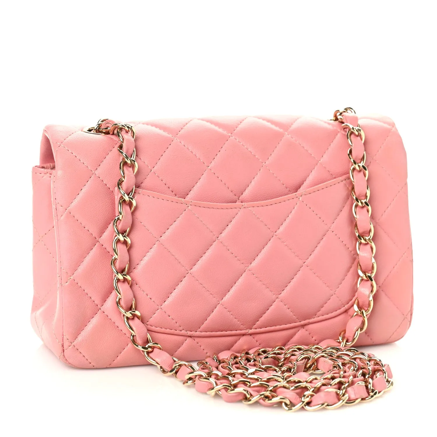 Lambskin Quilted Mini Rectangular Flap Pink