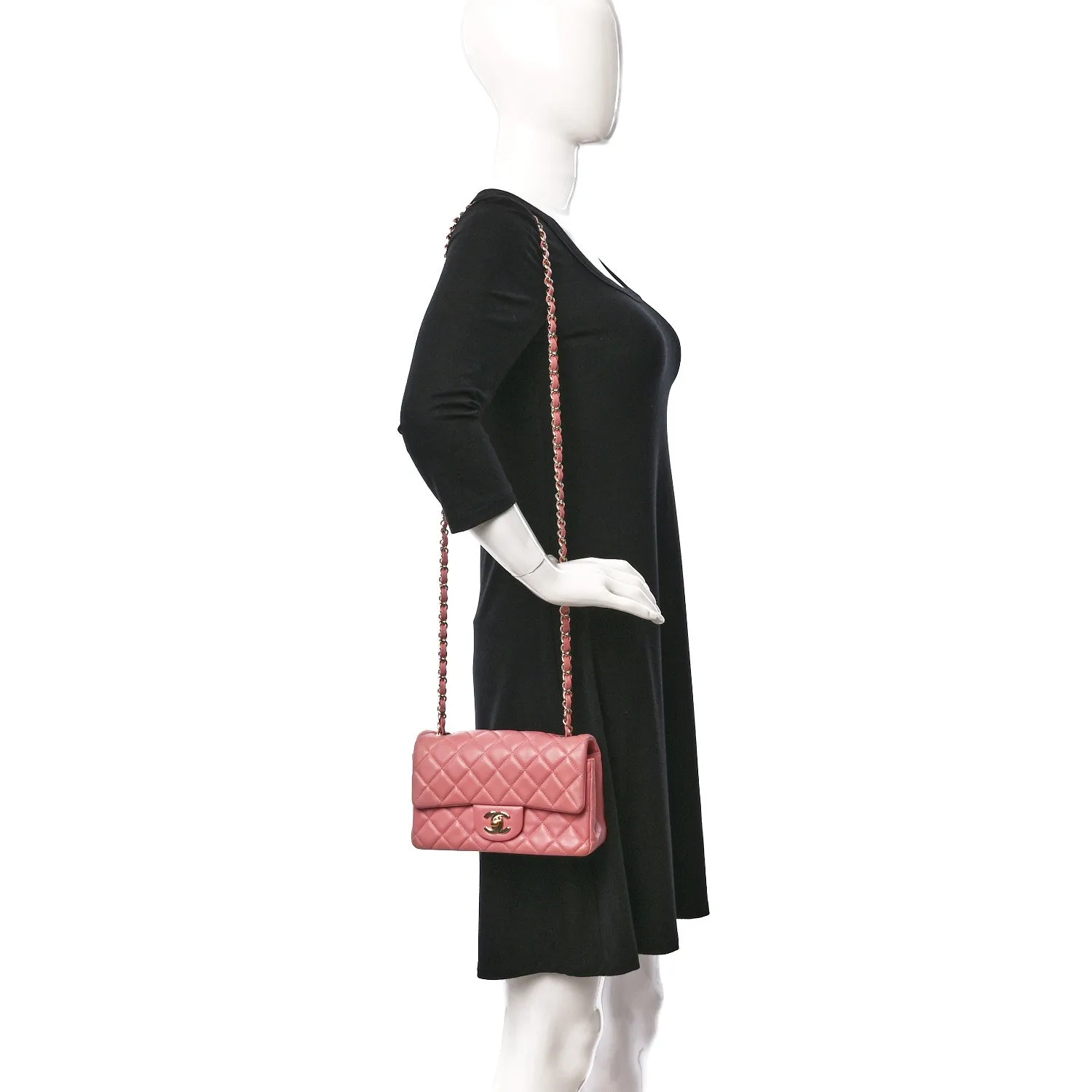 Lambskin Quilted Mini Rectangular Flap Pink