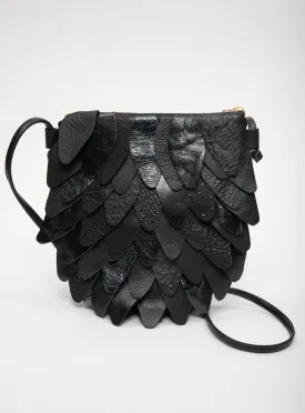 Leather feather boho clutch with shoulder strap PALOMA made to order