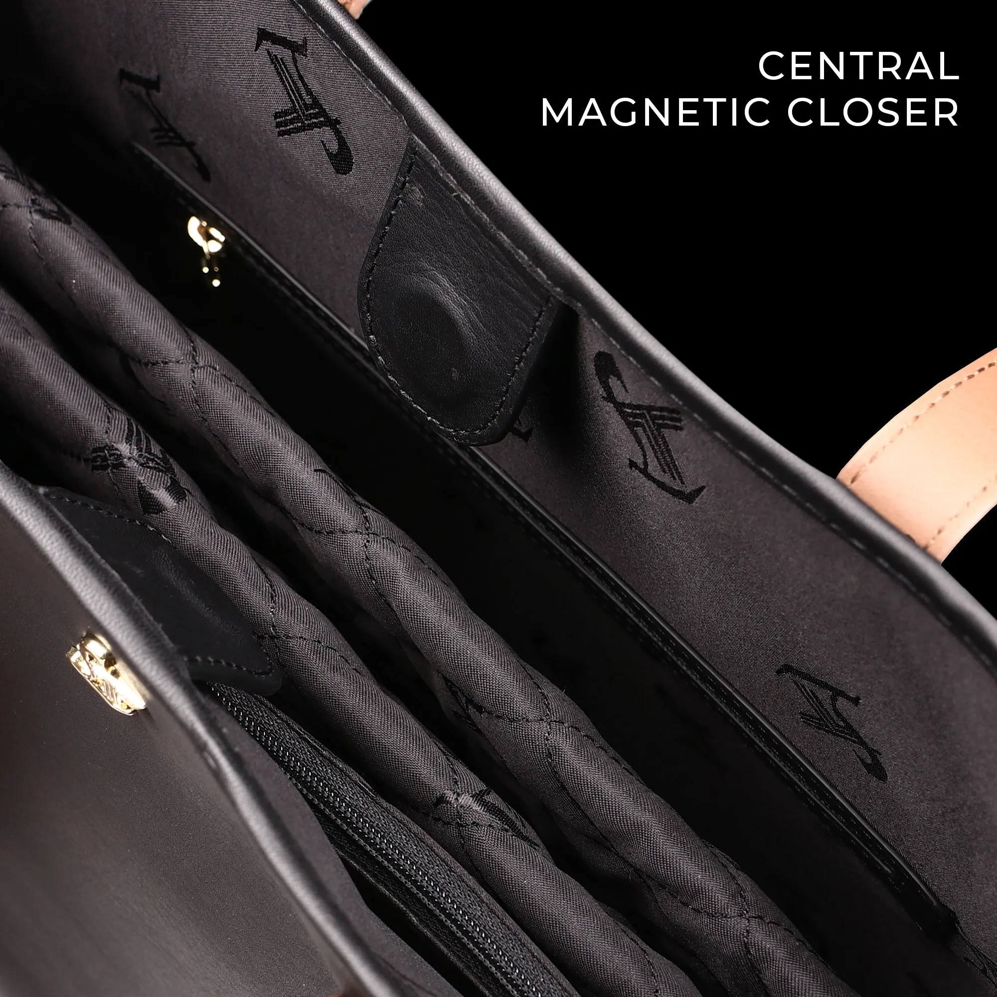 Luxury Corporate Diwali Gift | Georgia Collection - Leather Handbag for Ladies | Genuine Leather Tote Bags For Women | Colour - Black