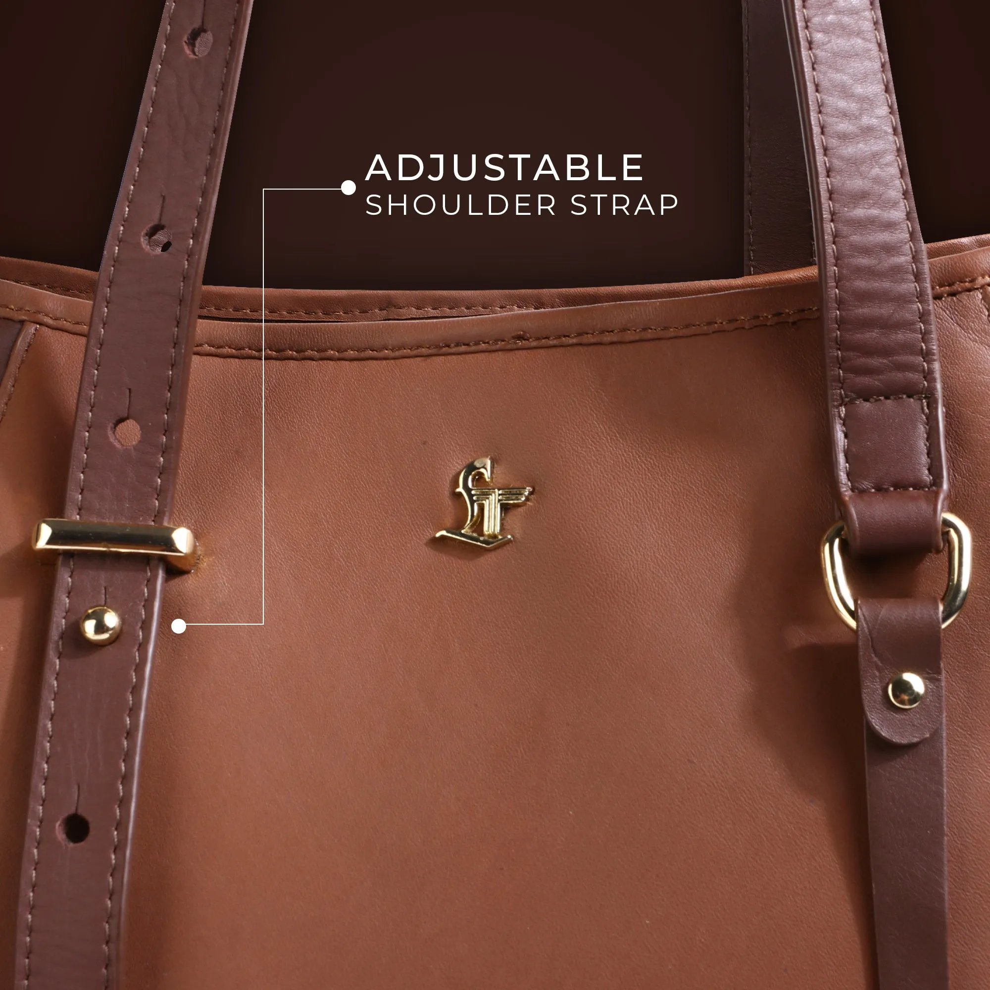 Luxury Corportae Diwali Gift | Georgia Collection | Genuine Leather Tote Bags For Women | Leather Handbags | Ideal For Office, Travel | Colour - Tan