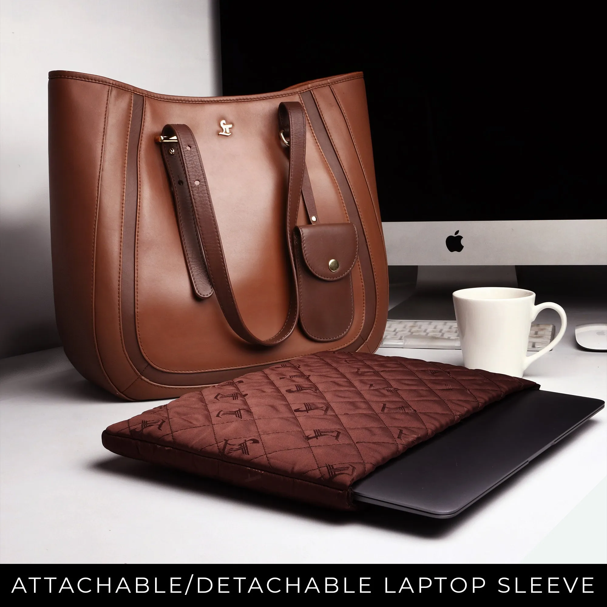 Luxury Corportae Diwali Gift | Georgia Collection | Genuine Leather Tote Bags For Women | Leather Handbags | Ideal For Office, Travel | Colour - Tan