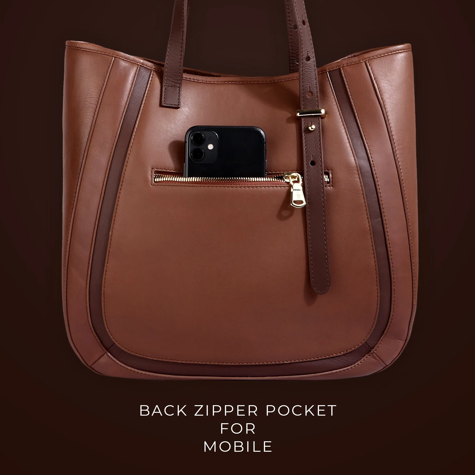Luxury Corportae Diwali Gift | Georgia Collection | Genuine Leather Tote Bags For Women | Leather Handbags | Ideal For Office, Travel | Colour - Tan