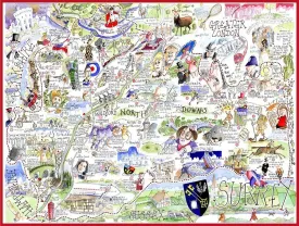 Map of Surrey - Tim Bulmer 1000 Piece Jigsaw Puzzle
