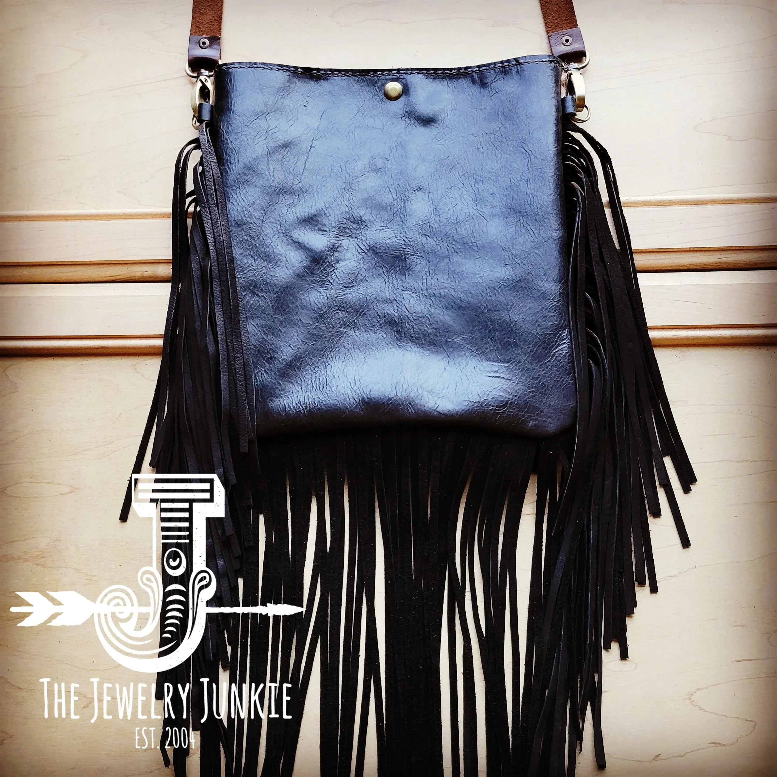 **MEDIUM Crossbody Handbag w/ Turquoise Floral Leather Full Fringe 511h