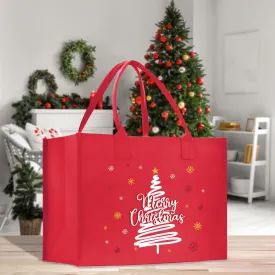 Merry Christmas Cotton Canvas Tote Bag Christmas Present Tote Merry Christmas Themed Bag Xmas Party Bag Merry Christmas Tree Bag (CT1001)