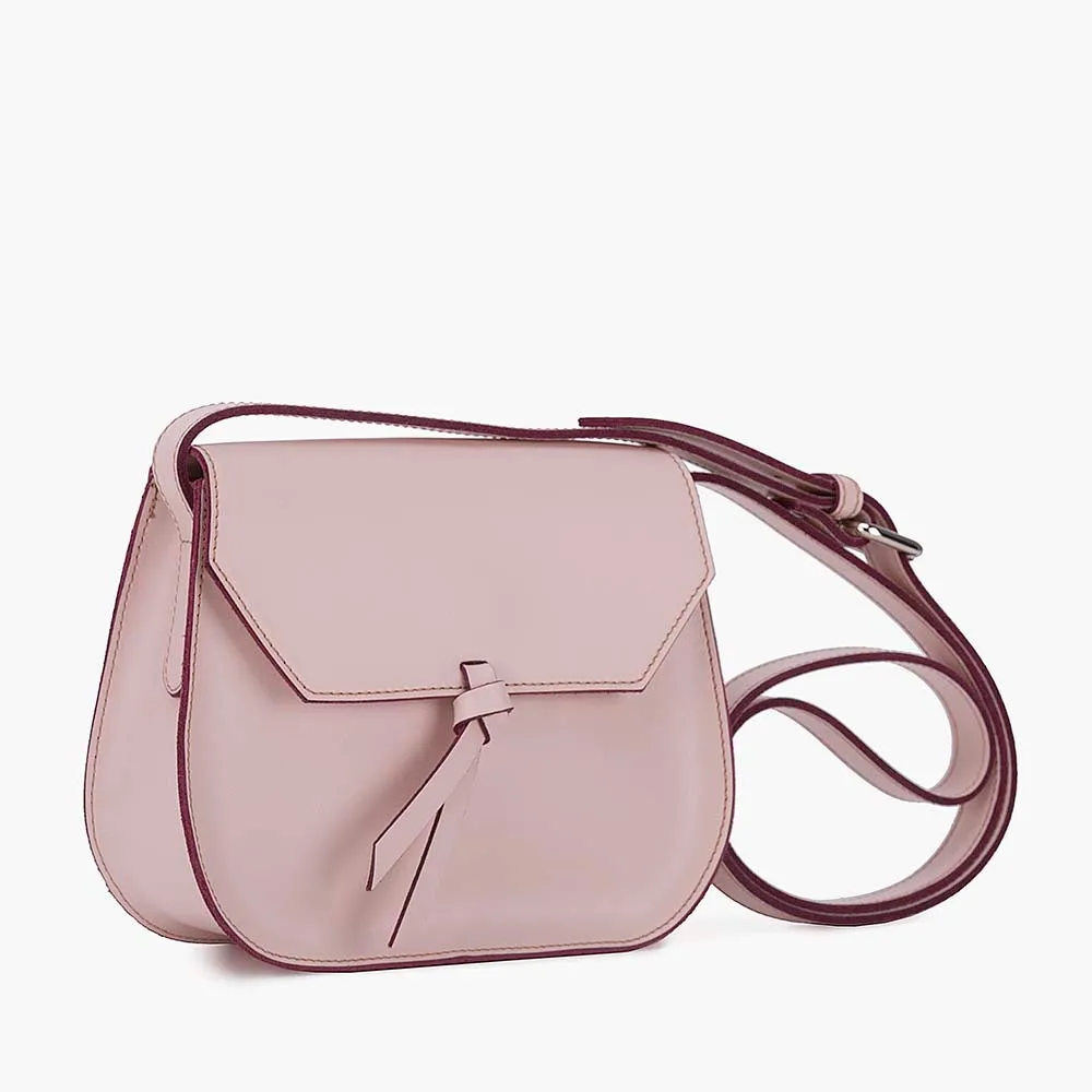 Mini Saddle Leather Crossbody Bag - Blush Pink