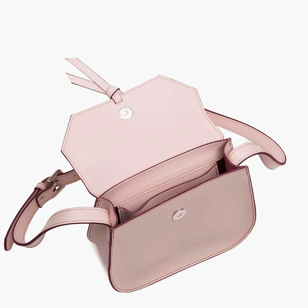 Mini Saddle Leather Crossbody Bag - Blush Pink