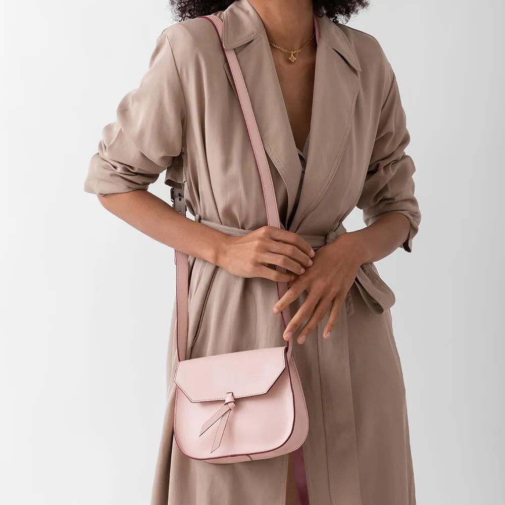 Mini Saddle Leather Crossbody Bag - Blush Pink