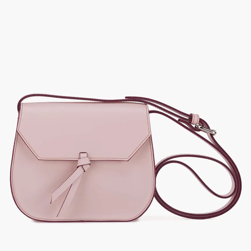 Mini Saddle Leather Crossbody Bag - Blush Pink
