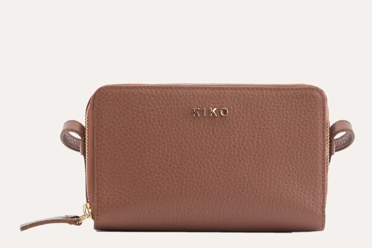Pebble Leather Compact Crossbody Clutch