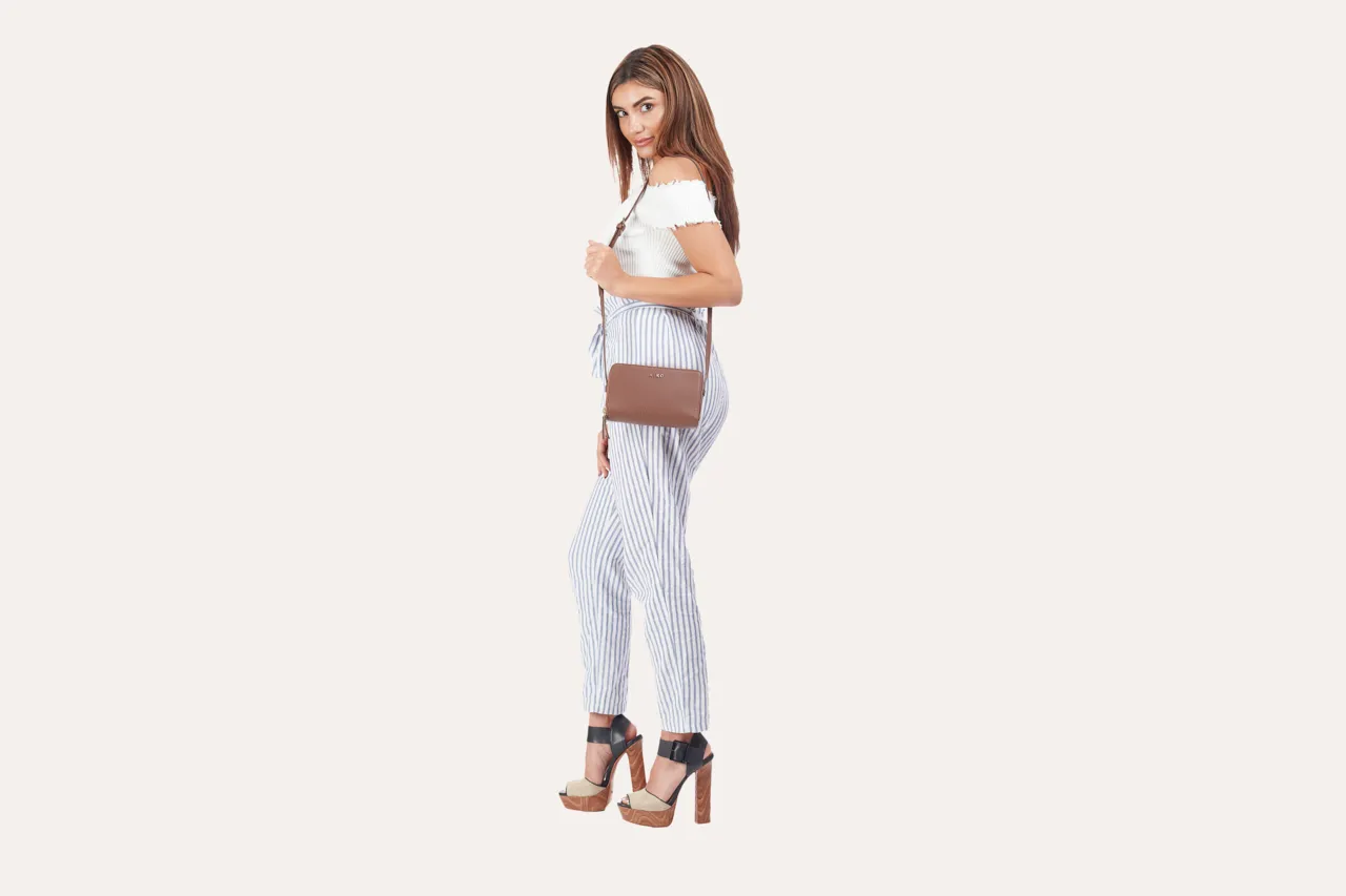 Pebble Leather Compact Crossbody Clutch