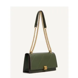 Petite Double Chain Green Pillow Leather Handbag