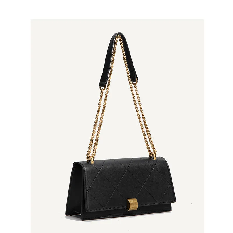 Petite Double Chain Green Pillow Leather Handbag