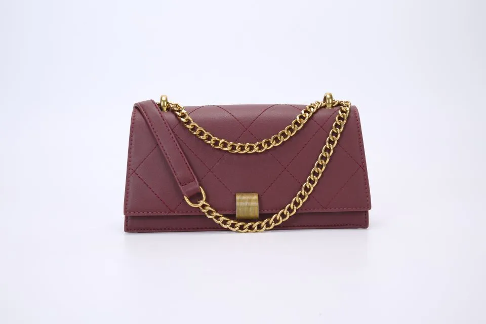 Petite Double Chain Green Pillow Leather Handbag